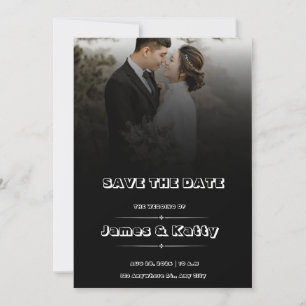 Simples Preto Salve a Data Convite de Casamento