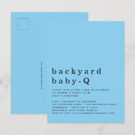 Simples quintal Bebê Q CHURRASCO Convite Azul