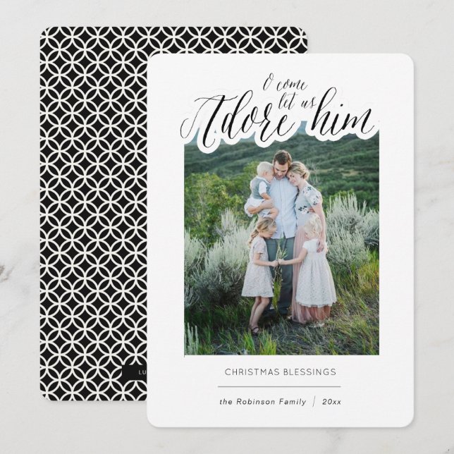 Simples Religioso Adore Seu Cartão De Natal (Frente/Verso)