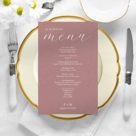 Simples rosa caligrafia poeirenta menu de casament