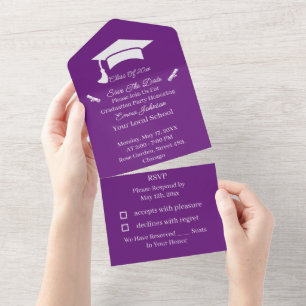 Simples Roxo E Branco Personalizado Salvar A Data