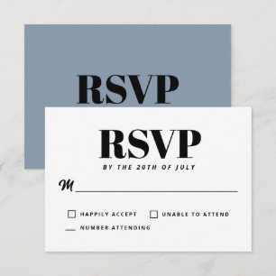 Simples RSVP Azul Empoeirado Moderno Minimalista