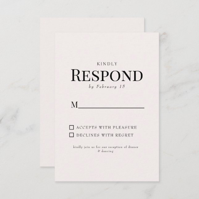 Simples RSVP de Casamento com Rubor de Folhagem (Frente/Verso)