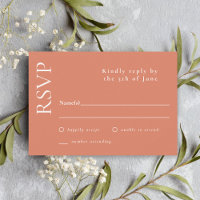 Simples RSVP de Casamento de Laranja Cítrica Minim