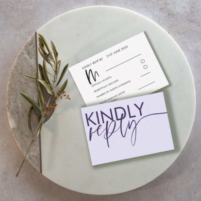 Simples RSVP de Casamento em Caligrafia Roxa (Criador carregado)