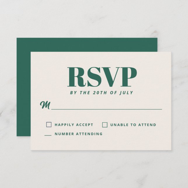 Simples RSVP de casamento minimalista moderno em v (Frente/Verso)