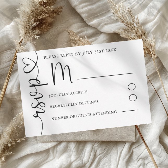 Simples RSVP de Casamento Preto e Branco (Criador carregado)