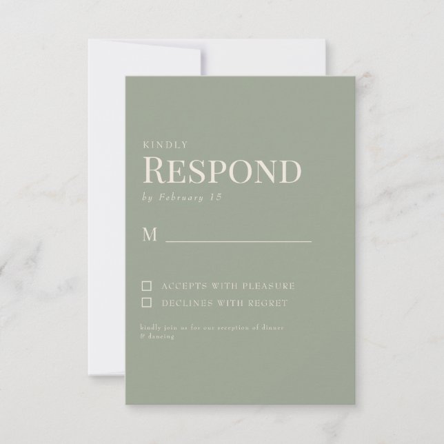 Simples RSVP de Casamento Sage (Frente)