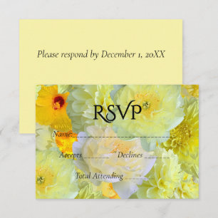 Simples RSVP Floral Amarelo para Casamento