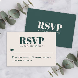 Simples RSVP Minimalista Moderno Esmeralda Verde