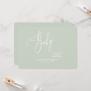 Simples Sage - Convite Neutro ao Chá de fraldas