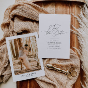 simples salvamento de casamento, cartão com fotos