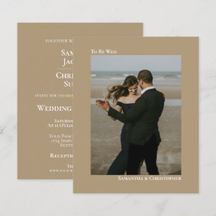 Simples Sandy Tan BUDGET Foto Convite para Casamen