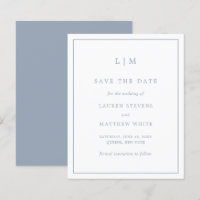 Simples Save the Date de Casamento Azul Empoeirado