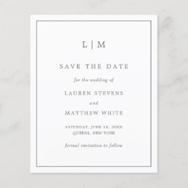 Simples Save the Date de Casamento Escuro Cinza Or