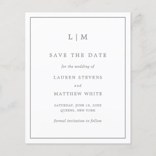 Simples Save the Date de Casamento Escuro Cinza Or