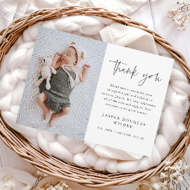 Simples Script Baby Photo Obrigado Cards