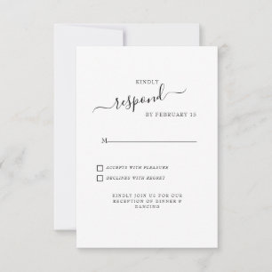 Simples Swash Resposta de Casamento Branco RSVP