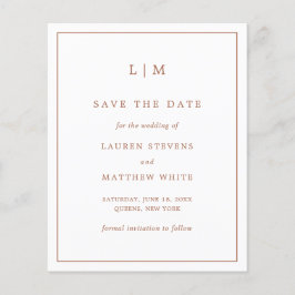 Simples Terracotta Orçamento Casamento Salvar Data