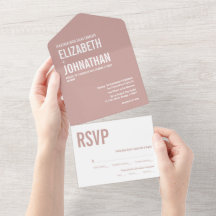 Simples Tipografia Boho Rosa Desbotado Casamento