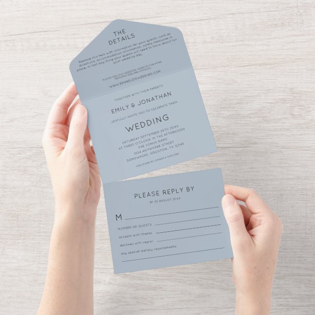 Simples Tipografia Dusty Blue Weding (Aba destacável)