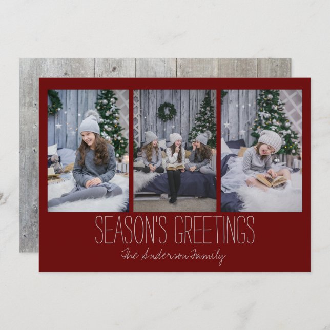 Simples Três Cartão de Feriado de Fotografia Russo (Frente/Verso)