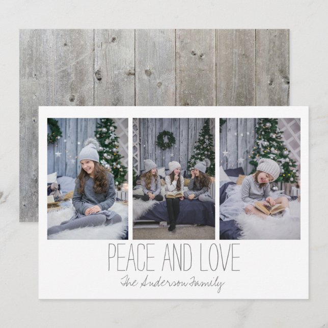 Simples Três Cartão de Feriado de Fotografia Russo (Frente/Verso)