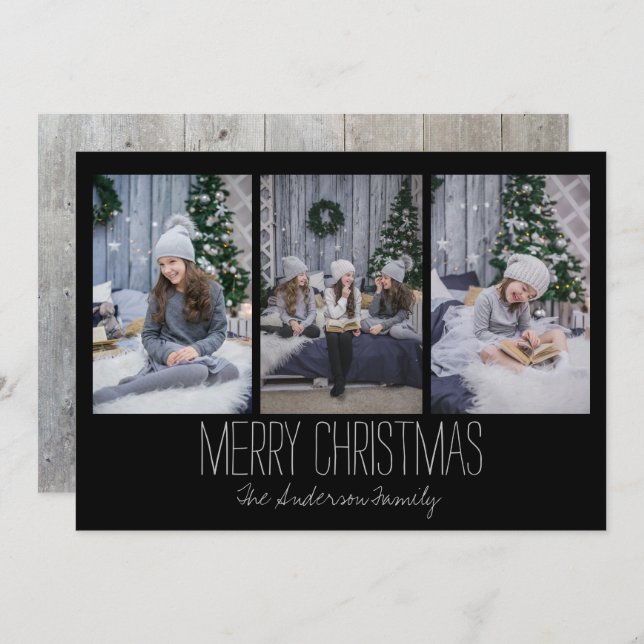 Simples Três Cartão de Feriado de Fotografia Russo (Frente/Verso)