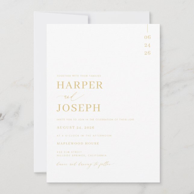 Simples Tudo Em Um Casamento Convites Com Código Q (Frente)