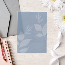 Simples Vellum Azul Empolado com Folhas