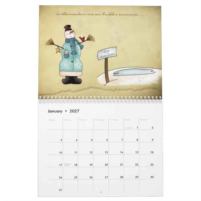 Simplesmente calendário do país (Jan 2027)