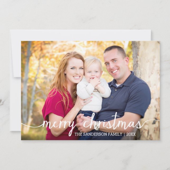 Simplesmente Feliz Cartão com fotos de Natal / Flo (Frente)