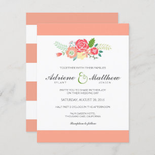 Simplesmente Floral e Stripes Casamento Convite /