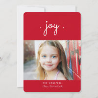Simplesmente Joy Holiday Cartão com fotos | Vermel