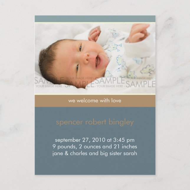 Simplesmente Seu Azul/Tan ・ Anúncio Do Bebê (Frente)