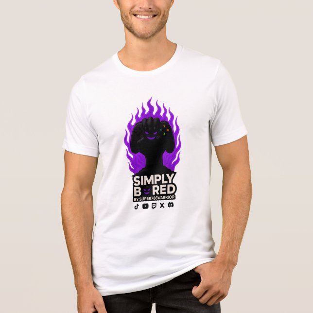 SIMPLY BORED Purple Flame Gaming T-Shirt 🔥🎮 (Frente)