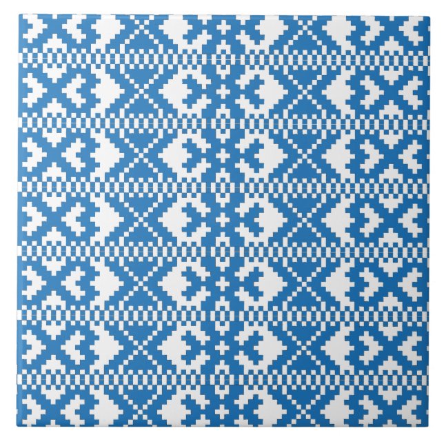 Sinais antigos letões arte folclórica azul e branc (Frente)