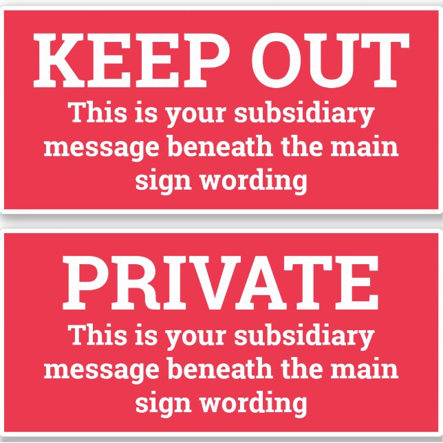 Sinais de aviso - Dois sinais como adesivos (Frente)