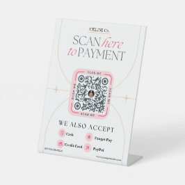 Sinais de código QR cor-de-rosa e branco - Pagamen