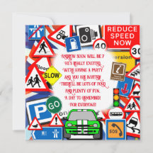 Sinais de estrada coloridos, Convite de Aniversári