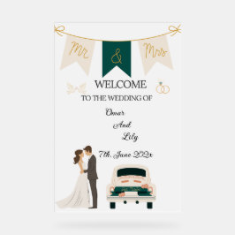 Sinal Acrílico de Boas-vindas ao Elegante Moderno 