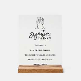 Sinal acrílico do menu Bar de casamento