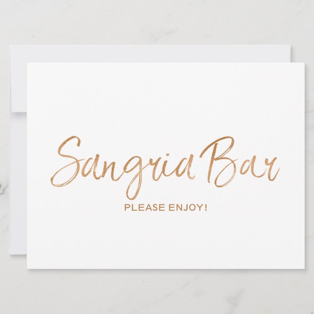 Sinal Bar Sangria Casamento | ROSA NA MODA DOURADO (Frente)