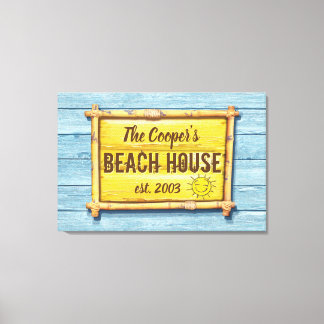 Sinal da família DriftwoodBeach House com canvas e