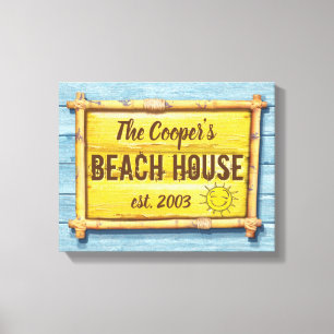 Sinal da família DriftwoodBeach House com canvas e