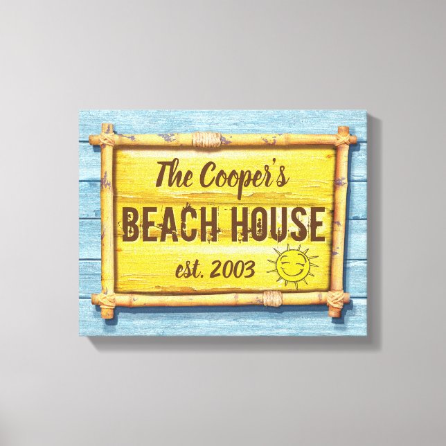 Sinal da família DriftwoodBeach House com canvas e (Frente)