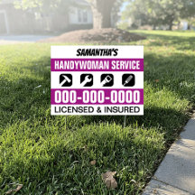 Sinal de Altura de Handyman preto e roxo de 18" x