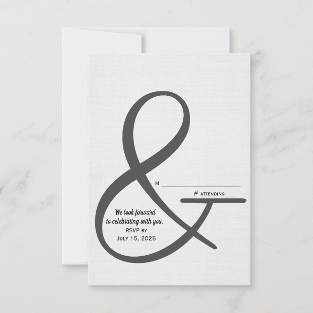 Sinal de ampersand de casamento RSVP em prata maci (Frente)