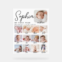 sinal de aniversário de etapa, primeiro bebê impri