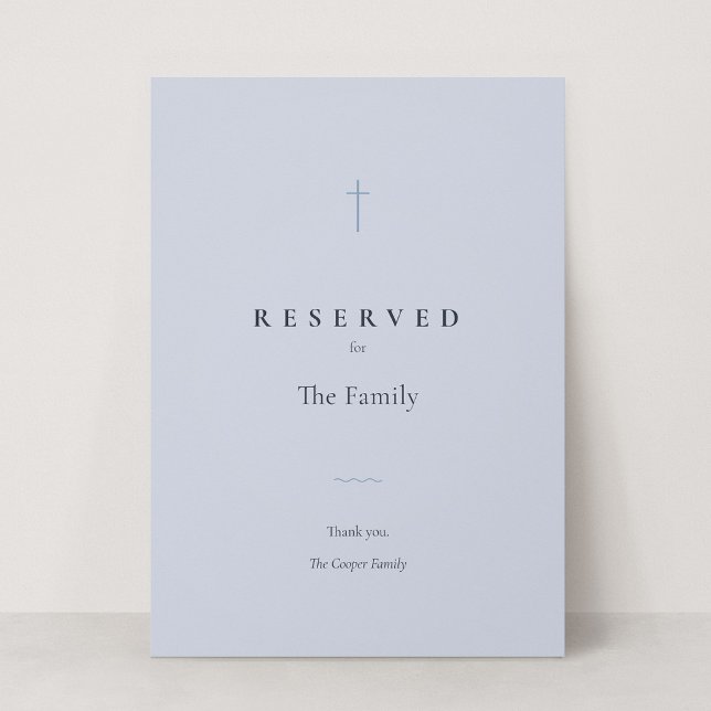 Sinal de Assentos Reservados Cruz Cristã Grace Blu (Grace | Blue - Reserved Seating Card)